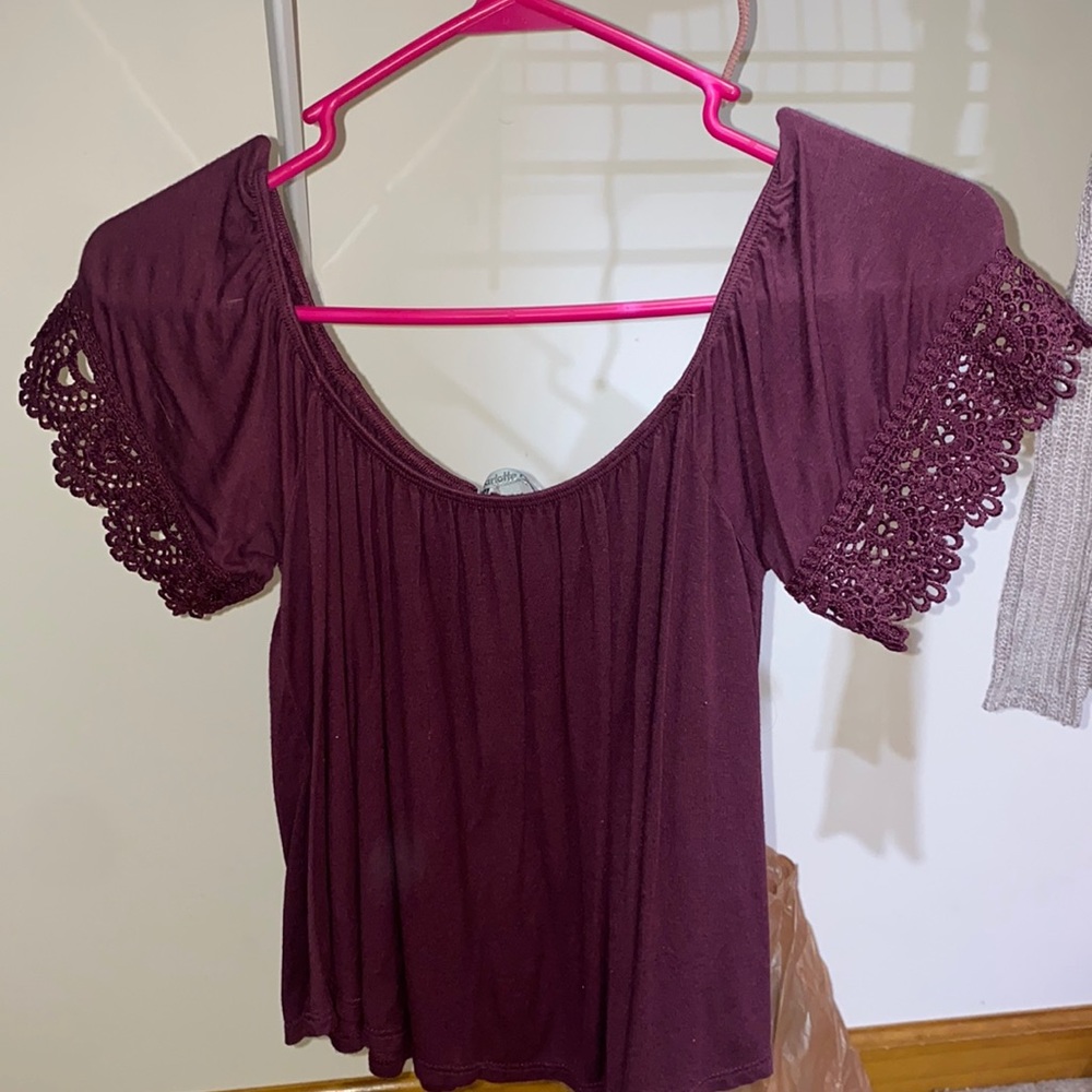 Purple off the shoulder shirt from Charlotte Russe